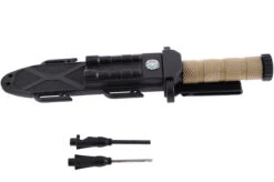 Couteau De Survie & Combat, Avec Accessoires (19 Cm) -Martiaux Fitness Magasin couteau de survie vert etui avec boussole pierre a aiguiser sifflet 19 cm 3