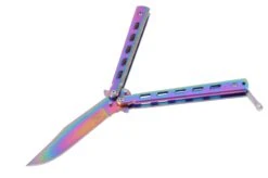 Couteau Papillon, Acier Inoxydable - Iridescent (22 Cm) -Martiaux Fitness Magasin couteau papillon acier inoxydable iridescent 22 cm 2