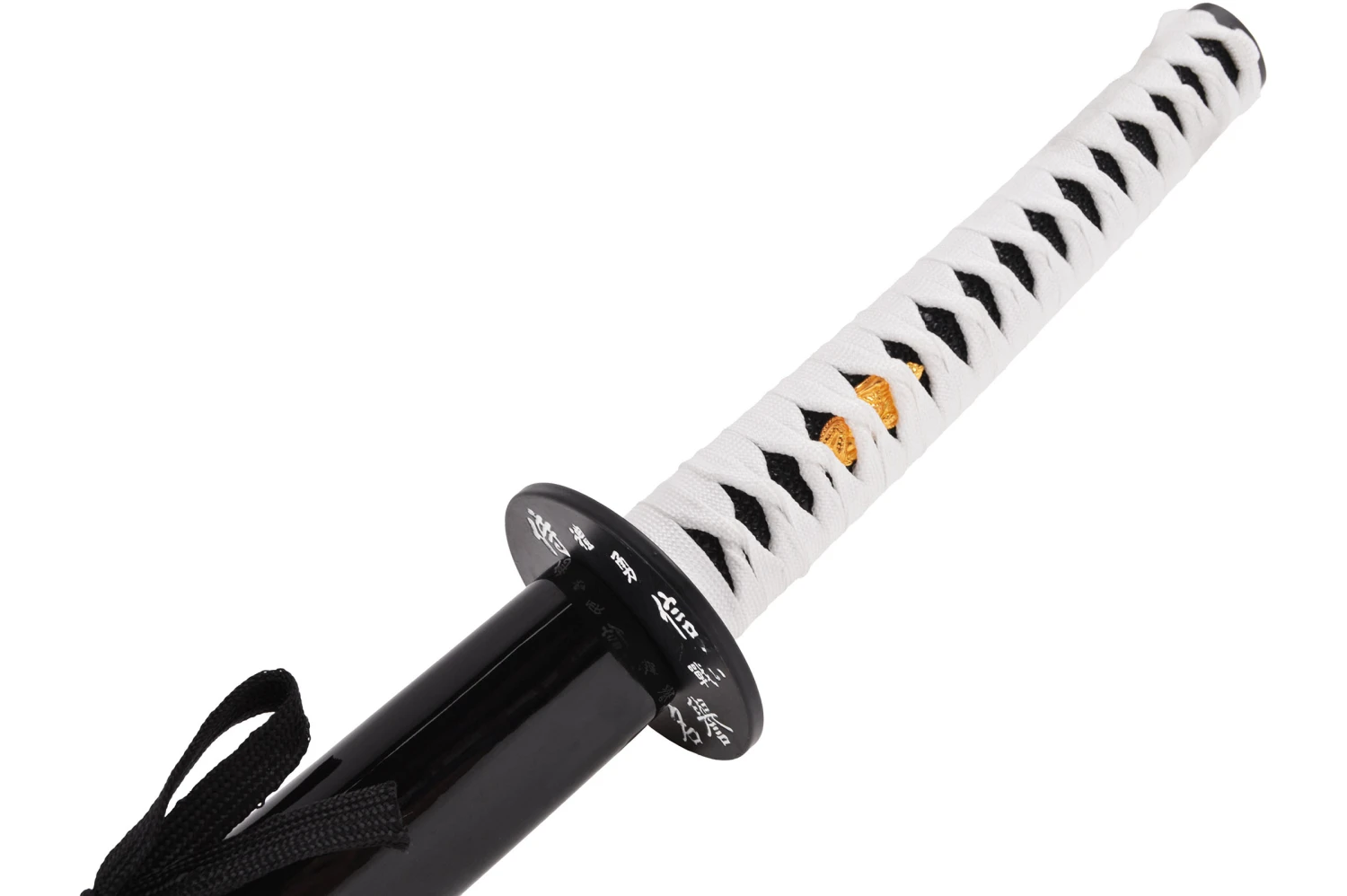 Katana Iaïto Dragon, Noir & Tressage blanc Katana Iaïto Dragon, Noir & Tressage Blanc -Martiaux Fitness Magasin katana iaito dragon noir tressage blanc 8