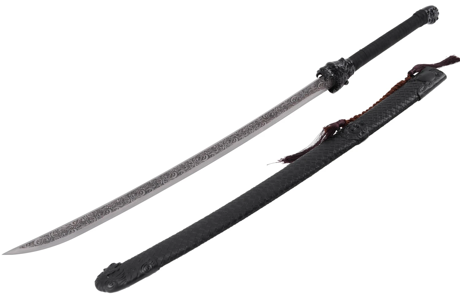 Sabre de la Dynastie Qing - Liuyedao à tête de tigre, Rigide Aiguisé Sabre De La Dynastie Qing - Liuyedao à Tête De Tigre, Rigide Aiguisé -Martiaux Fitness Magasin sabre de la dynastie qing liuyedao a tete de tigre rigide aiguise 1